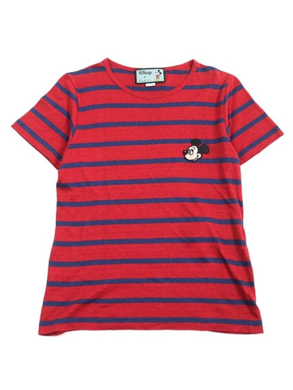 Gucci Disney 70% Linen With Mickey Patch Logo Tag Crew - Picture 1 of 11